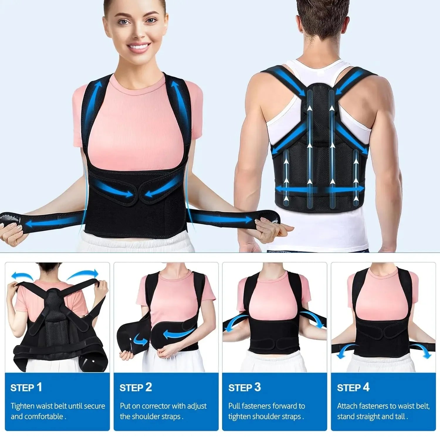 Adjustable Full Back Brace Posture Corrector for Women And Men Shoulder Straightener Support for Correcting Poor Posture