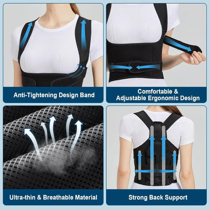 Adjustable Full Back Brace Posture Corrector for Women And Men Shoulder Straightener Support for Correcting Poor Posture