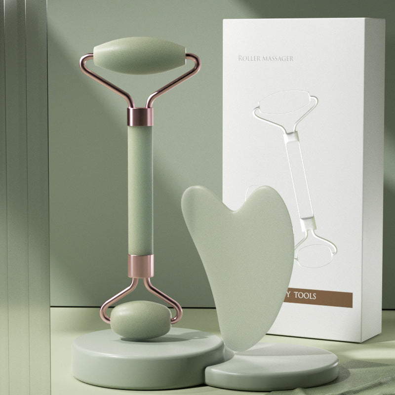 Set Rouleau de Massage Facial et Gua Sha - Relaxation Musculaire